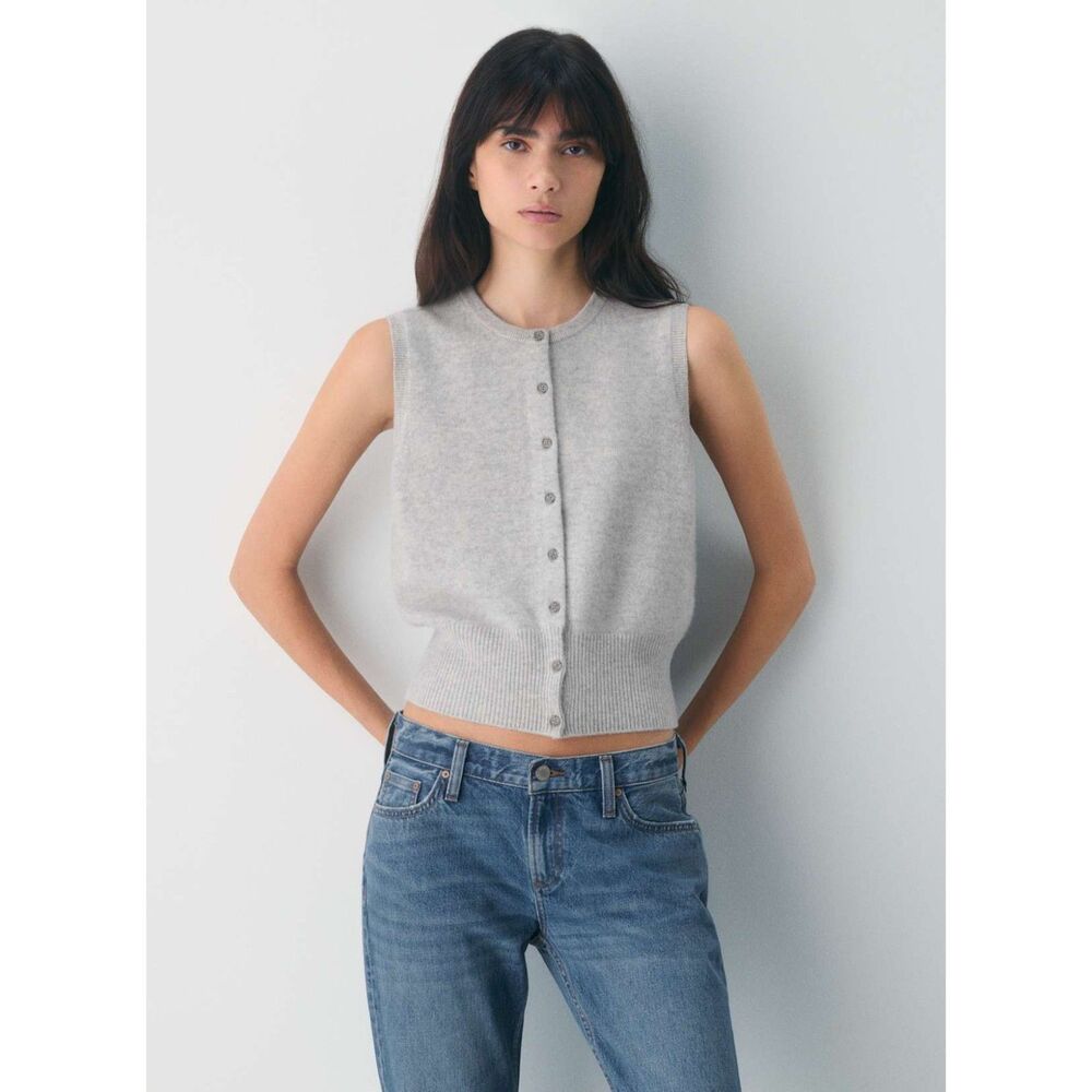 Aritzia Shirley Wool Cashmere Sweater Vest, Size M Medium, Heather Chrome Gray